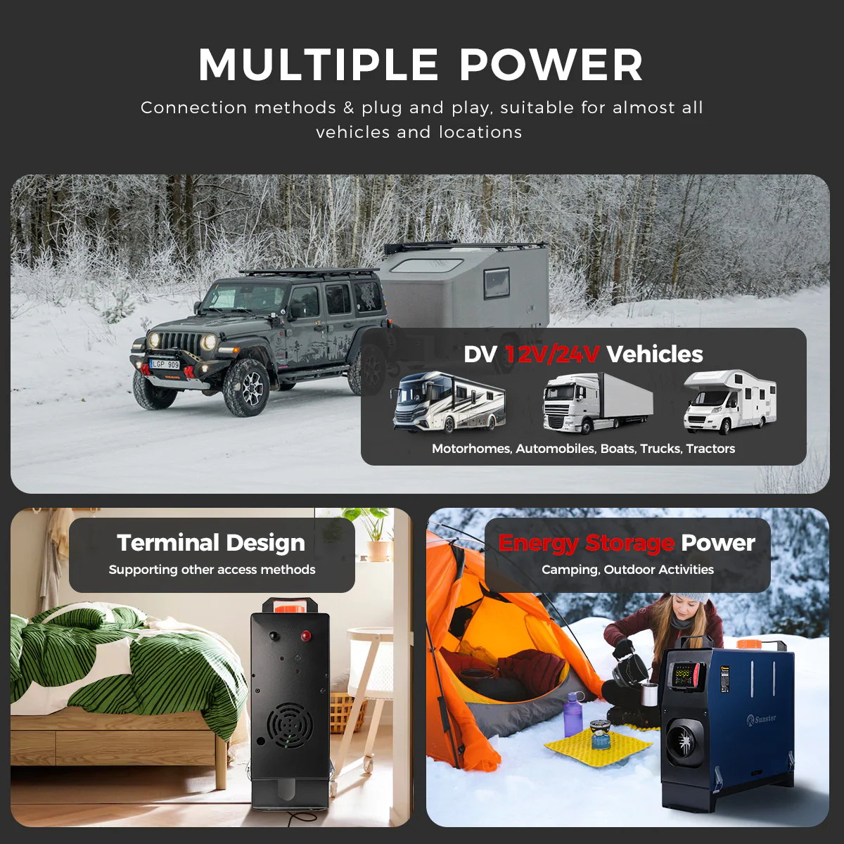 Sunster A2105LVP Diesel Heater 8KW 12/24V 110-240V, All In One Bluetooth Version - Image 6