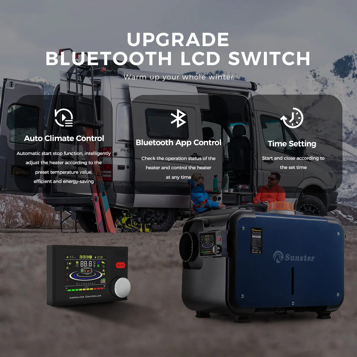 Sunster A2302BHP Diesel Heater 8KW 12/24V 110-240V, All In One Bluetooth Version - Image 5