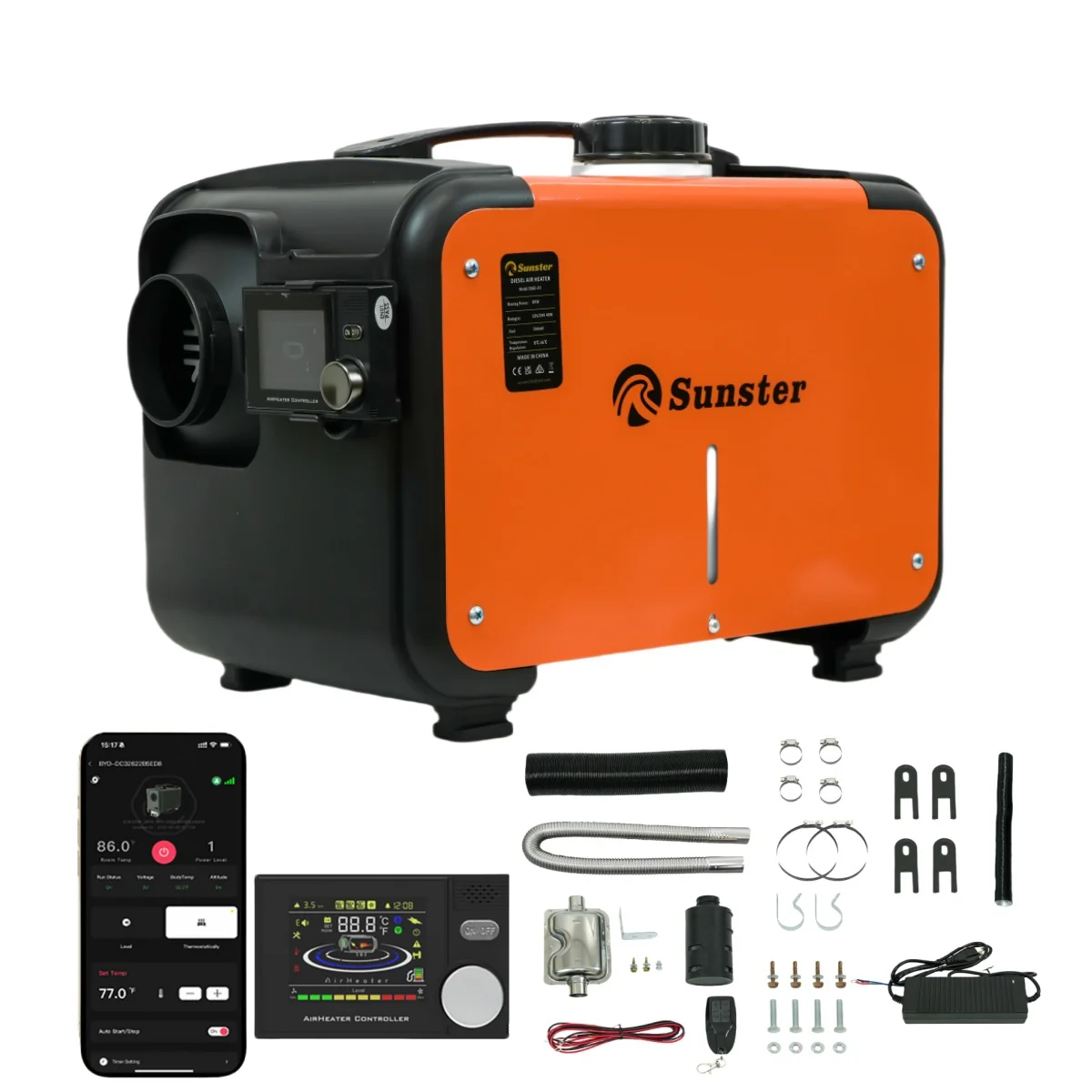 Sunster A2302BP Diesel Heater 8KW 12/24V 110-240V, All In One Bluetooth Version - Image 3