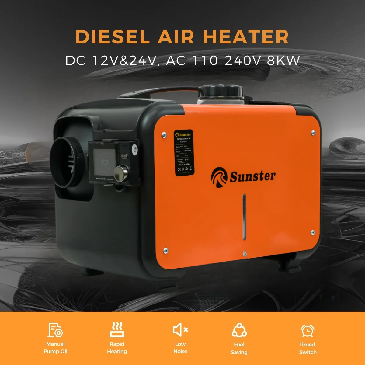 Sunster A2302BP Diesel Heater 8KW 12/24V 110-240V, All In One Bluetooth Version - Image 8