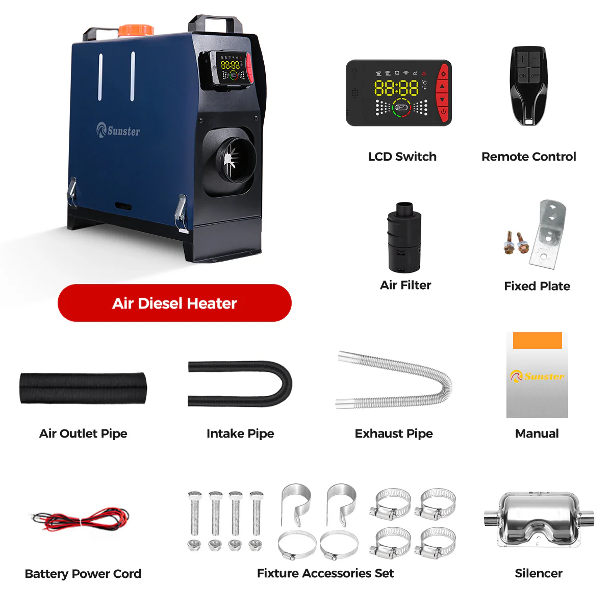 Sunster A2105LV Diesel Heater 8KW 12/24V, All In One Bluetooth Version - Image 13