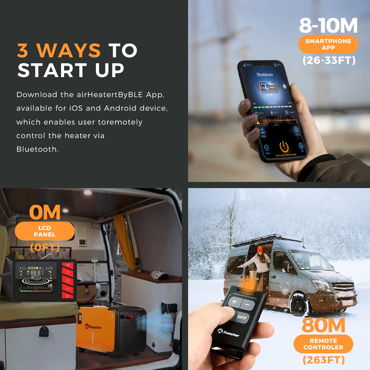 Sunster A2309H Diesel Heater 8KW 12/24V 110-240V, All In One Bluetooth Version - Image 4
