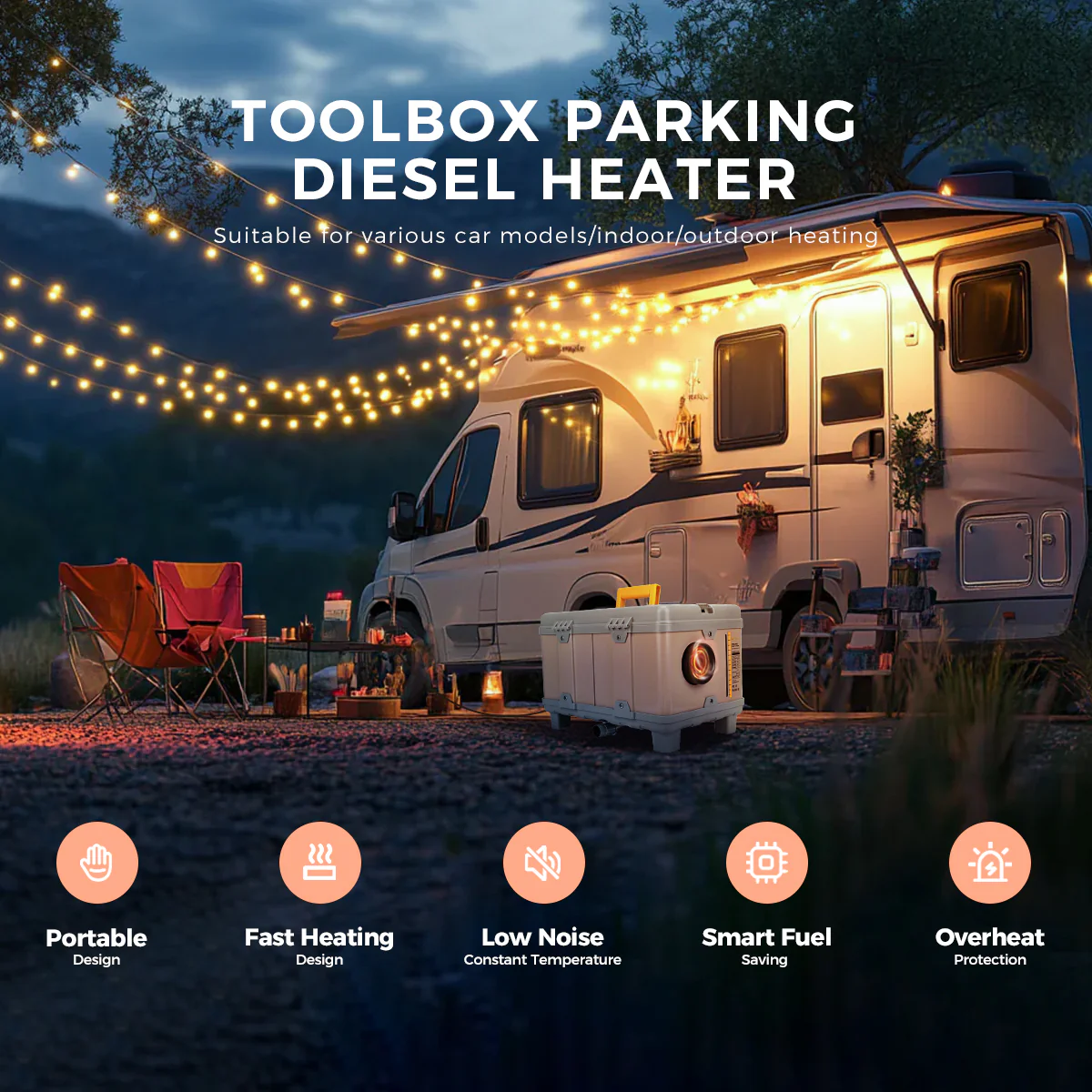 Sunster TB10 Diesel Heater 8KW 12V 110-240V, ToolBox Bluetooth Pink Version - Image 16