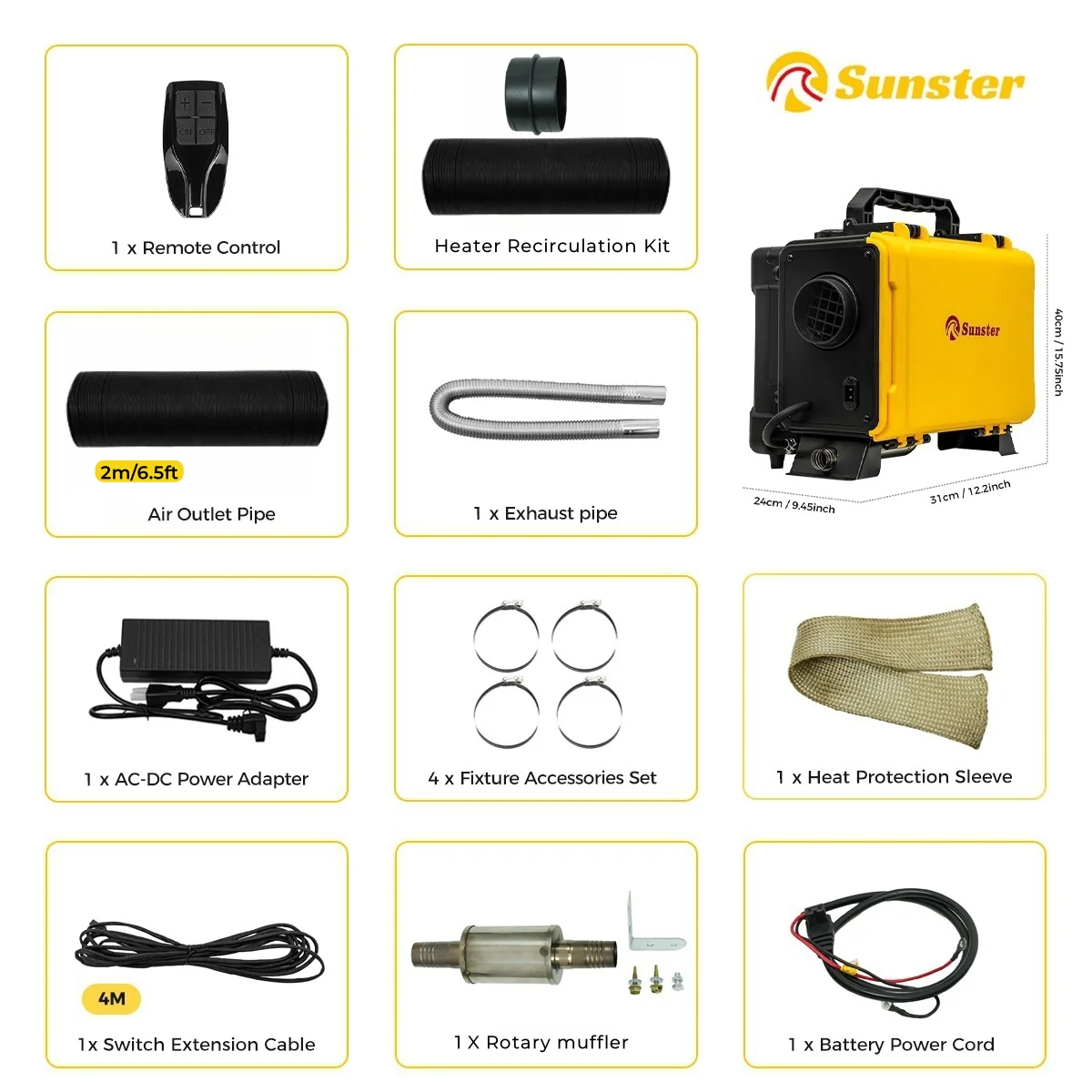 Sunster HTB1 Diesel Heater 8KW 12V 110-240V With Bag, ToolBox Bluetooth Version - Image 9