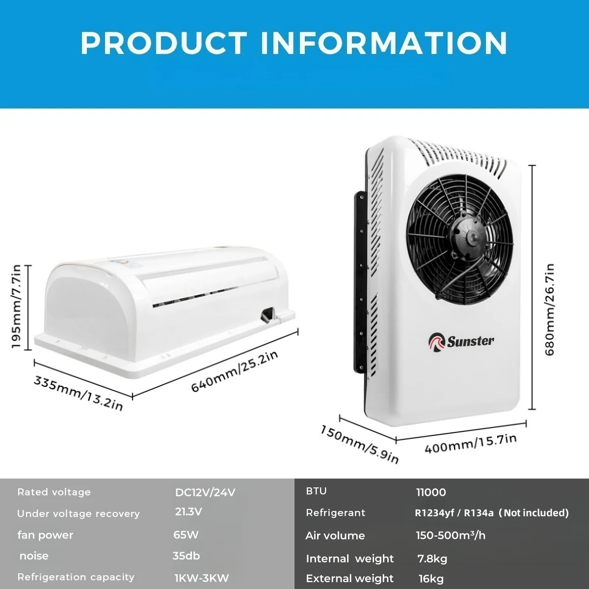 Sunster S-AC4 RV Air Conditioner 12V/24V Efficient Cooling - Image 3