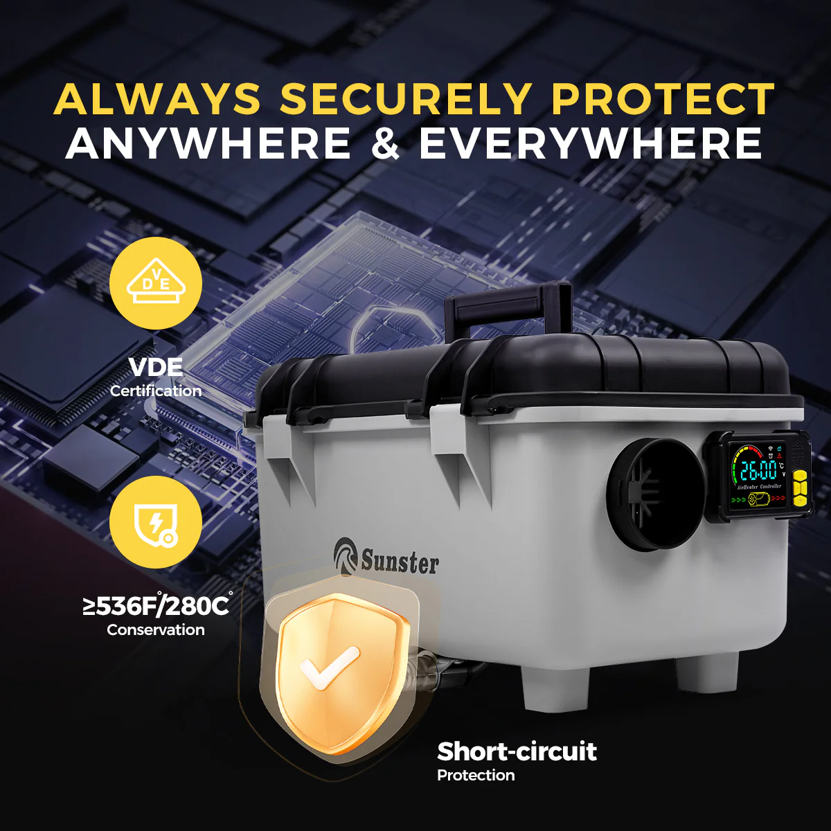 Sunster TB30 Diesel Heater 8KW 12/24V 110-240V With Bag, ToolBox Bluetooth Version - Image 11