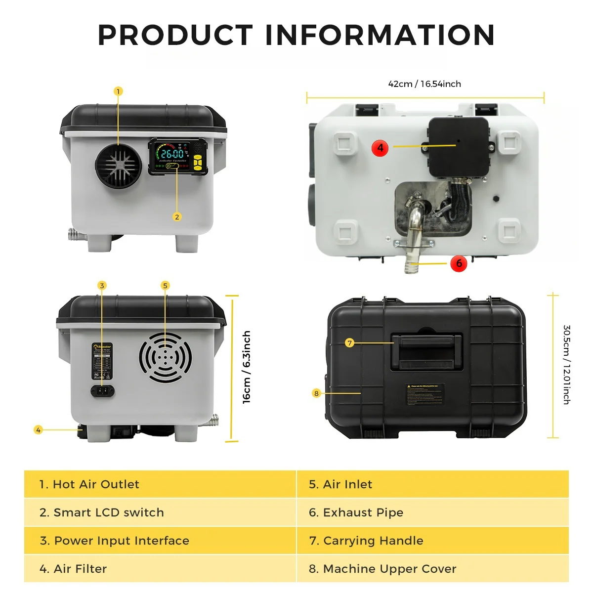 Sunster TB30 Diesel Heater 8KW 12/24V 110-240V With Bag, ToolBox Bluetooth Version - Image 8